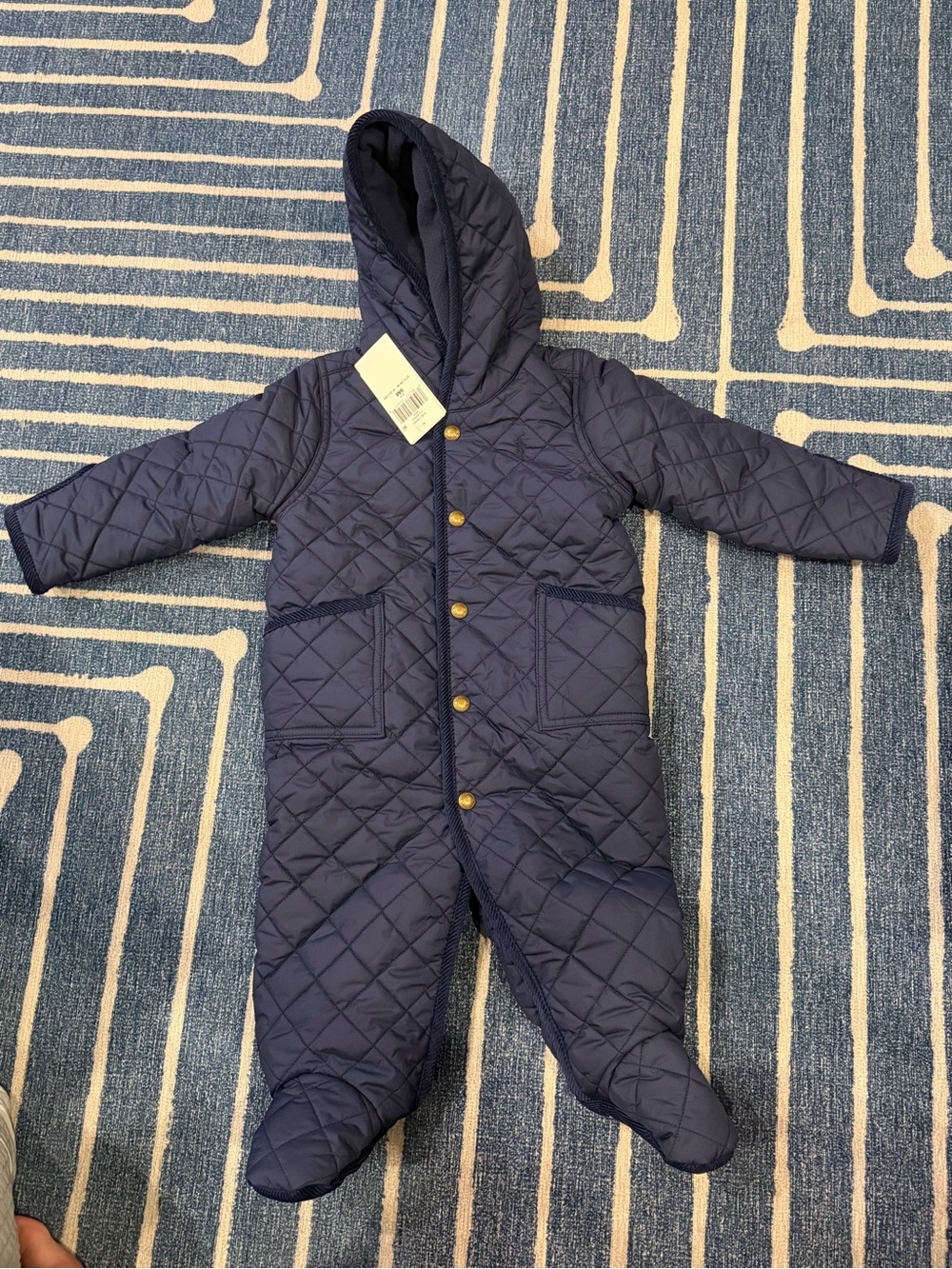 NWT Polo Ralph Lauren Baby Navy Quilted Snowsuit